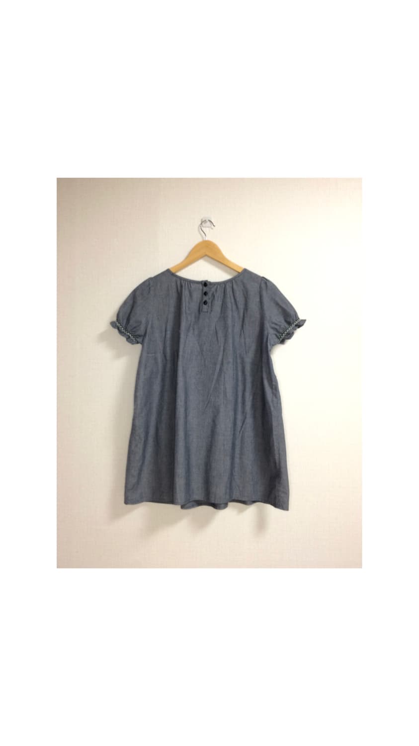 빈티지 블루 스퀘어넥 퍼프 반팔 블라우스 상품이미지5