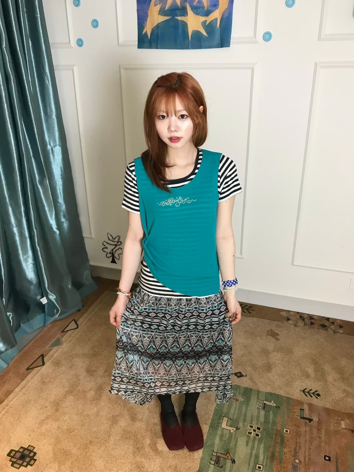 빈티지하면서 괴짜스러운 쨍한 청록색 컬러의 조화 코디셋𓂃˖₊🦆🪲 상품이미지5