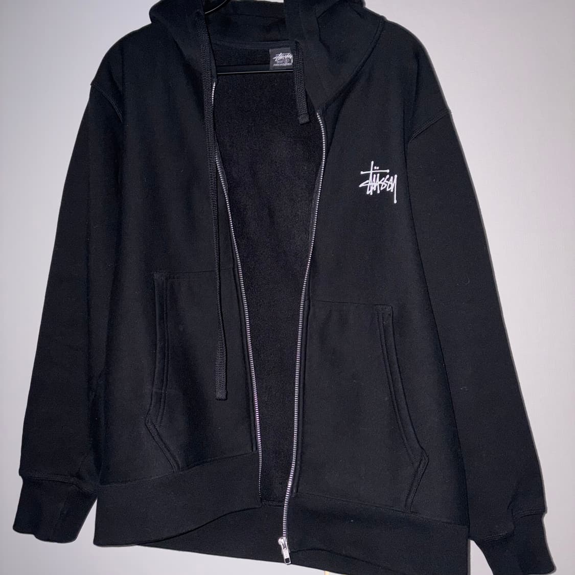 스투시 기모 후드집업 블랙 s 상품이미지2