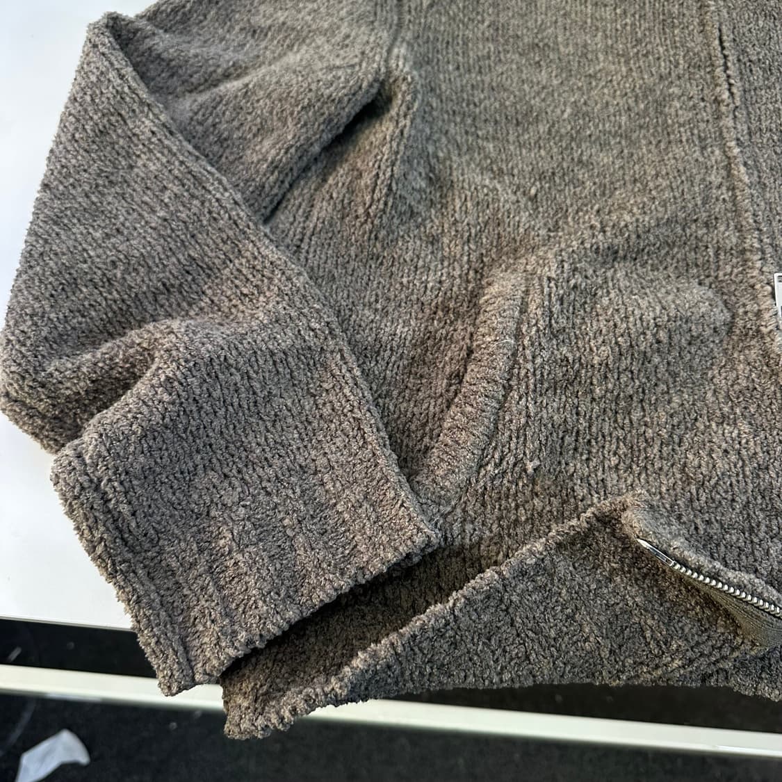 M 수아레 스모크카키 타월 니트집업 상품이미지2