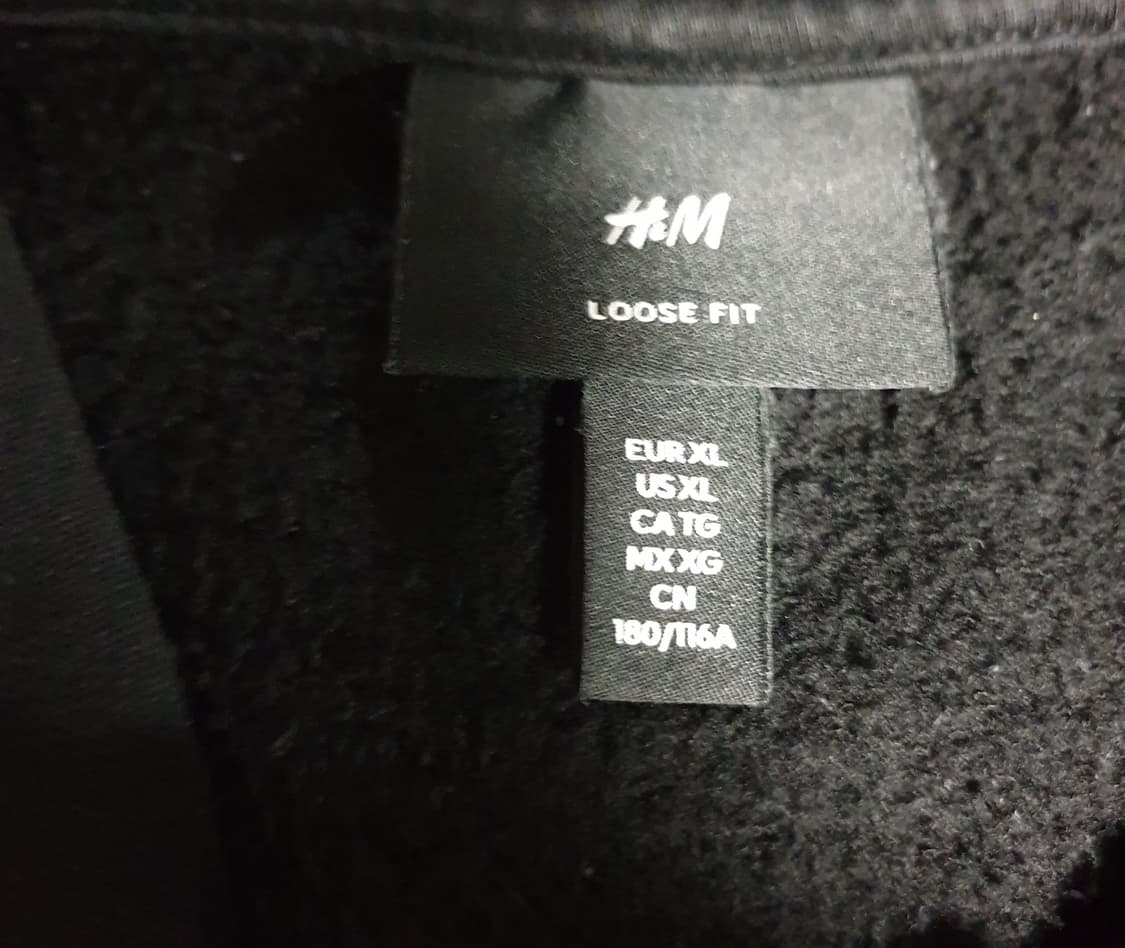 H&M 루즈핏 기모 후드티 블랙 (XL) 상품이미지2