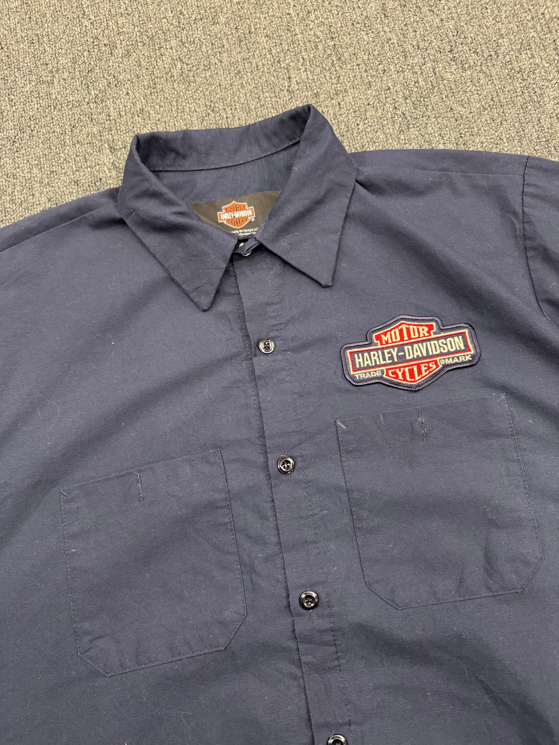 L)할리데이비슨 빈티지 패치 프린팅 네이비 반팔셔츠 상품이미지3