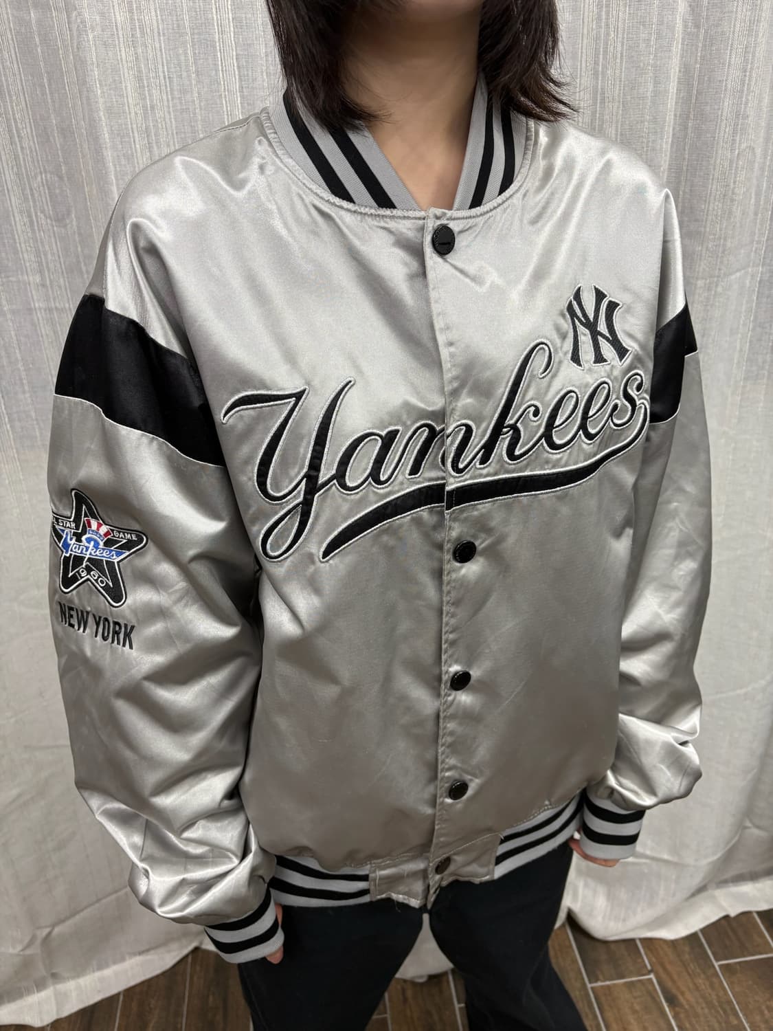 MLB 뉴욕 양키스 실버 스타장 야구 점퍼 바시티 자켓 상품이미지1