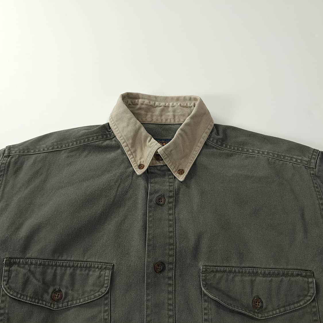 CK385 M 울리치 90s 엘보우패치 카키그린 칼라 셔츠 남방 상품이미지2