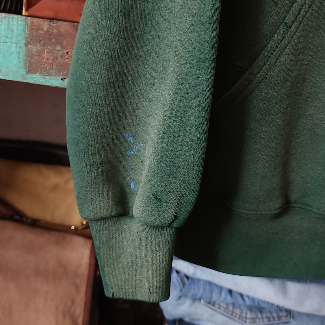 90s 러셀 후드 썬페이딩 그린 빈티지 스웻셔츠 s 상품이미지7