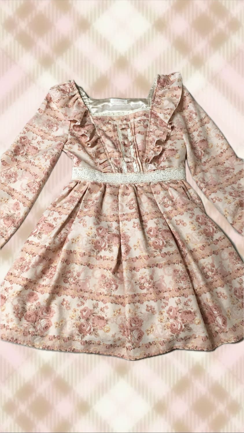 리즈리사 프릴 레이스 원피스 치마 히메 러블리 갸루 로걀 라떼 긴팔 상품이미지1