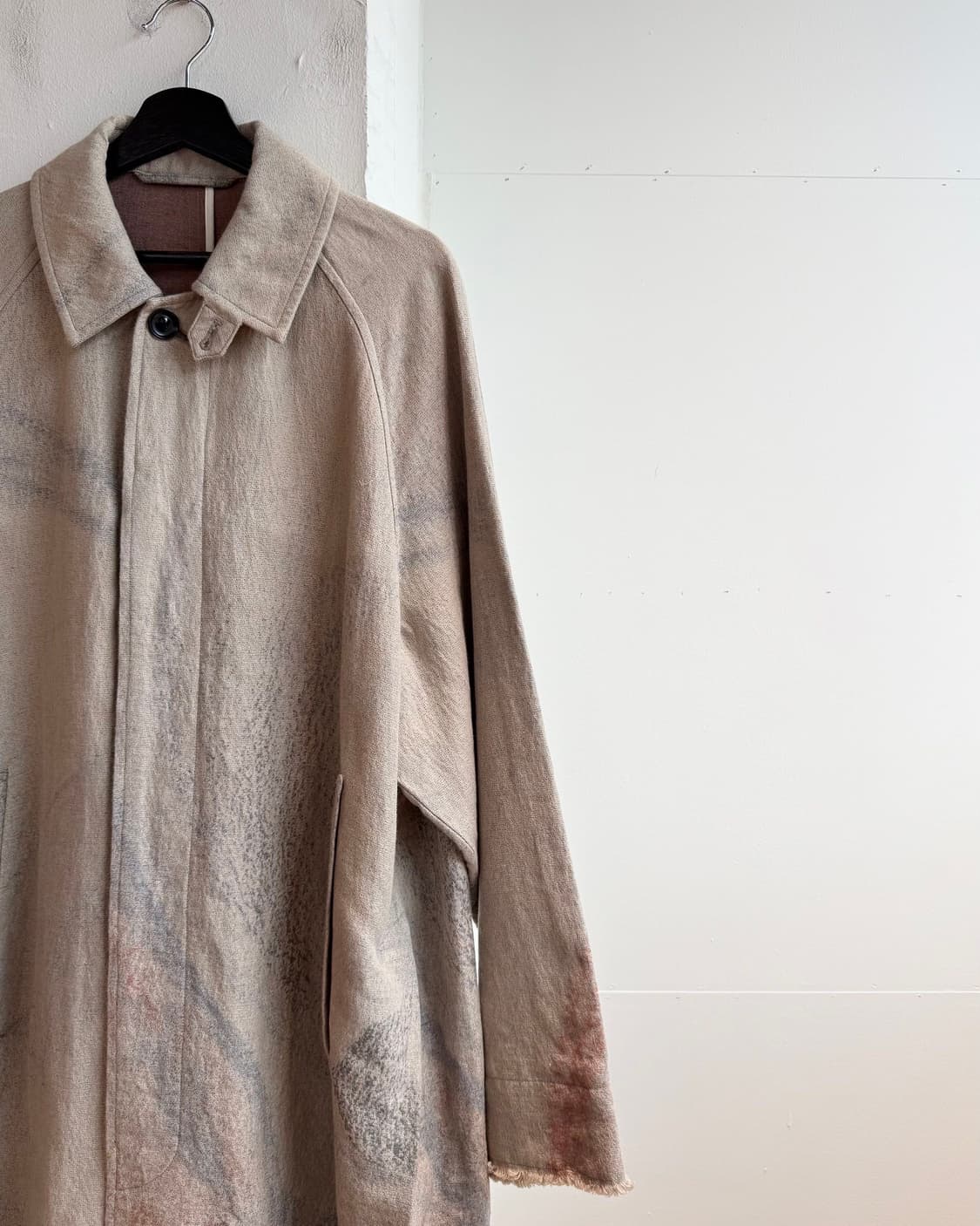 요크 베이지 자카드 볼 칼라 코트 상품이미지5