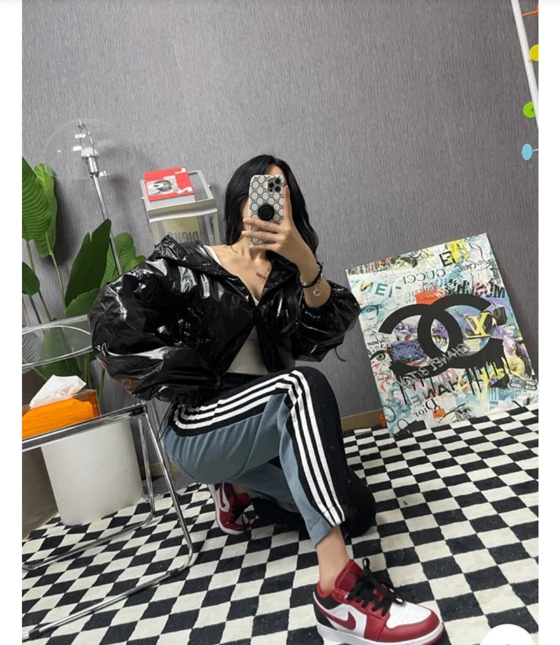 유니크 청 배색 조거 팬츠 새상품 상품이미지3