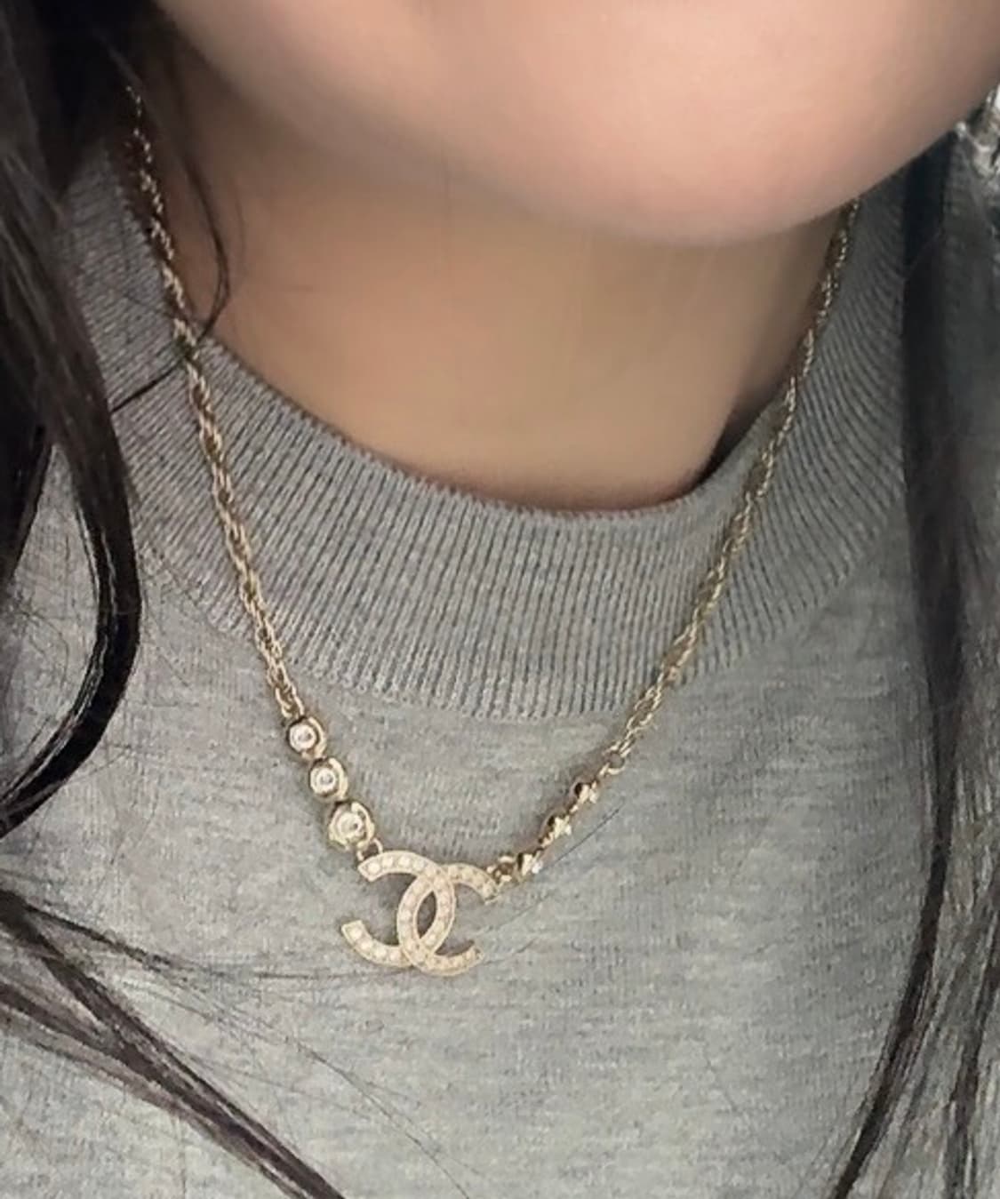 [새상품]샤넬 cc로고 스트라스 목걸이 샴골 상품이미지2