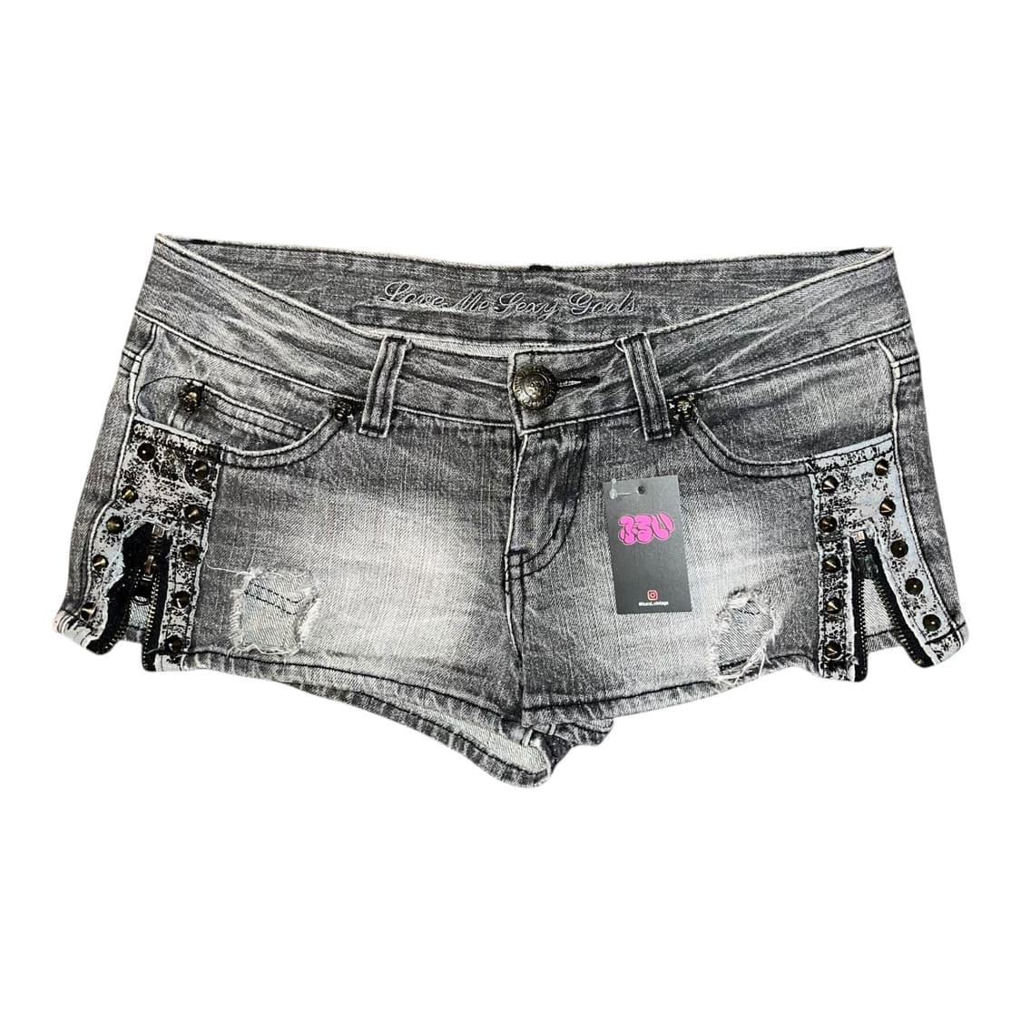 해골 스터드 데미지 숏팬츠 펑크y2k갸루 상품이미지1