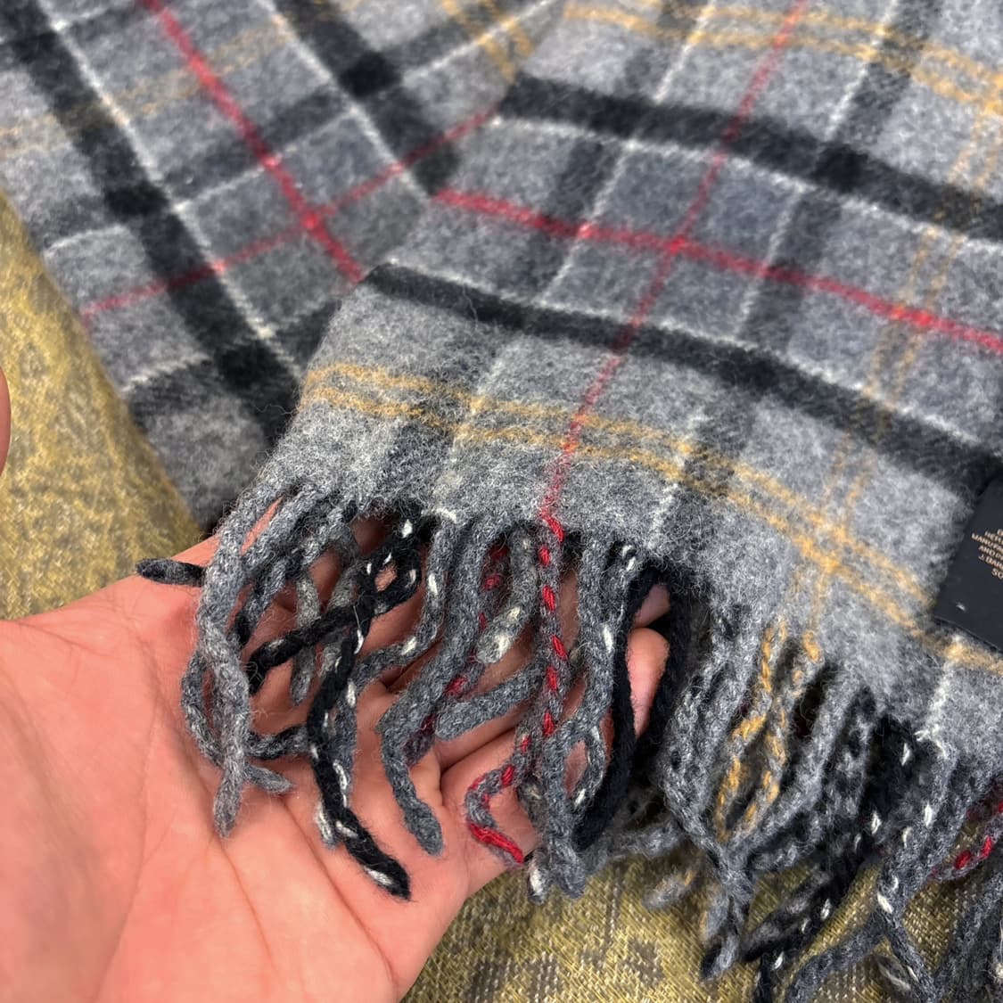 00s 바버 클래식 스코틀랜드 메이드 컨트리 체크 램스울 머플러 N271 상품이미지5