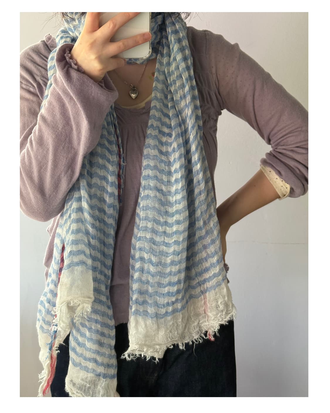 블루 스트라이프 스카프 일본빈티지 봄 여름스카프 상품이미지1