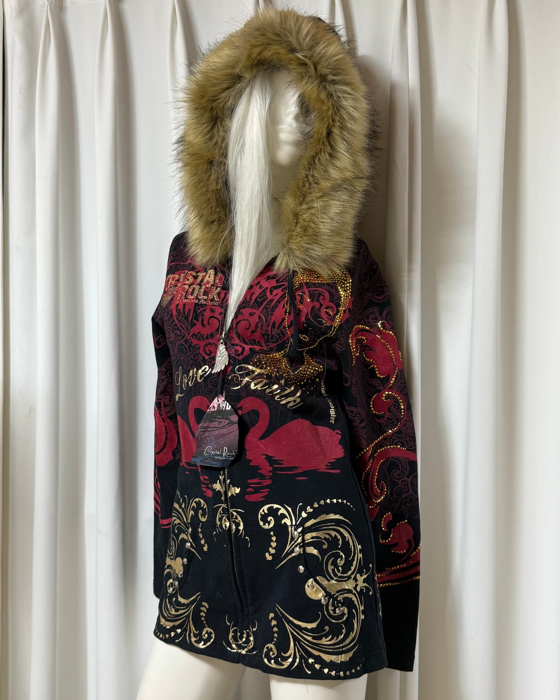 Christian Audigier 갸루맛 퍼 후드집업 미사용품 상품이미지7