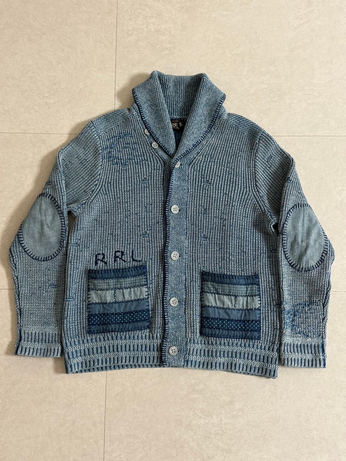 RRL 숄카라 핸드니트 패치워크 Shawl kara hand knit 상품이미지1