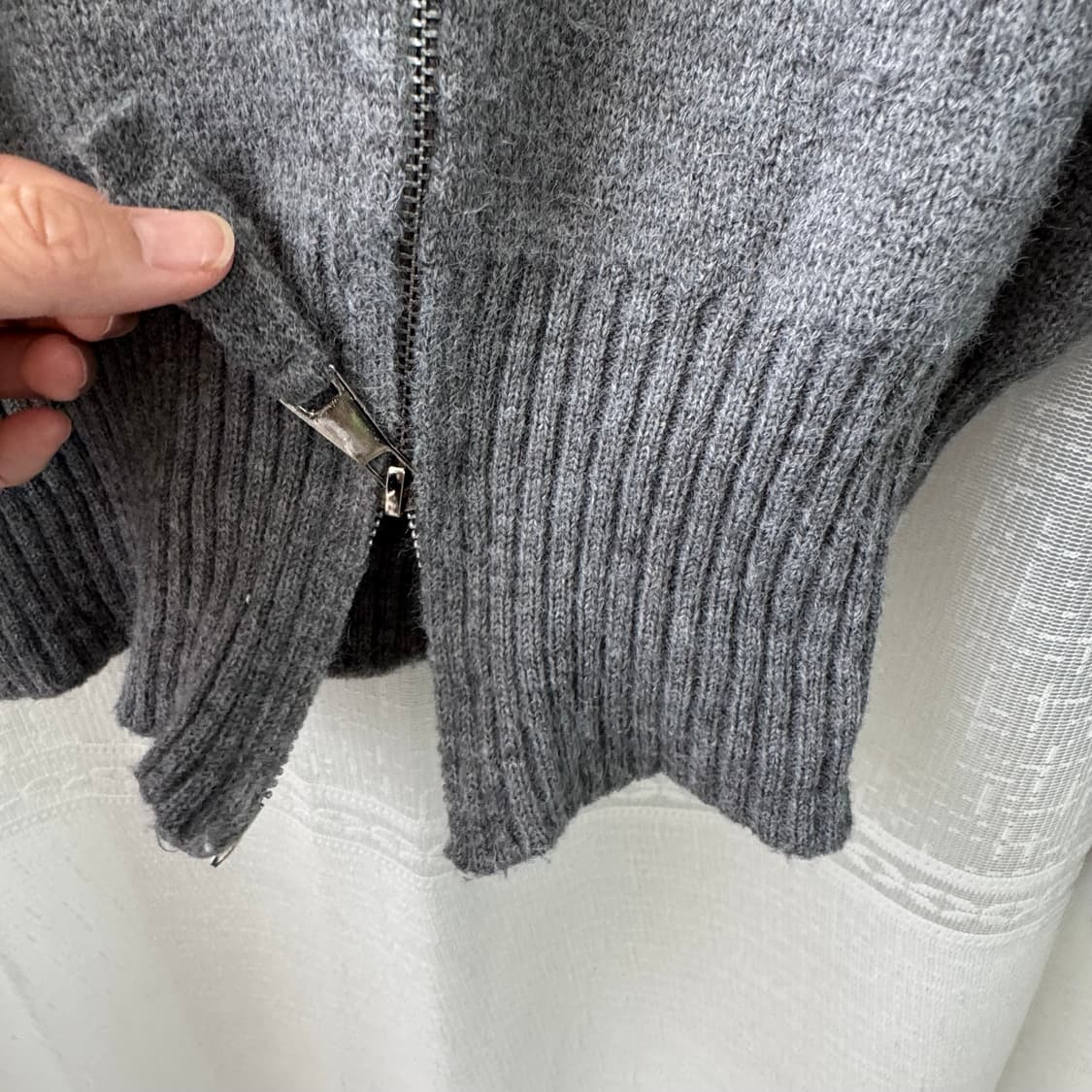 진그레이 투웨이 니트 후드집업 티셔츠 상품이미지4