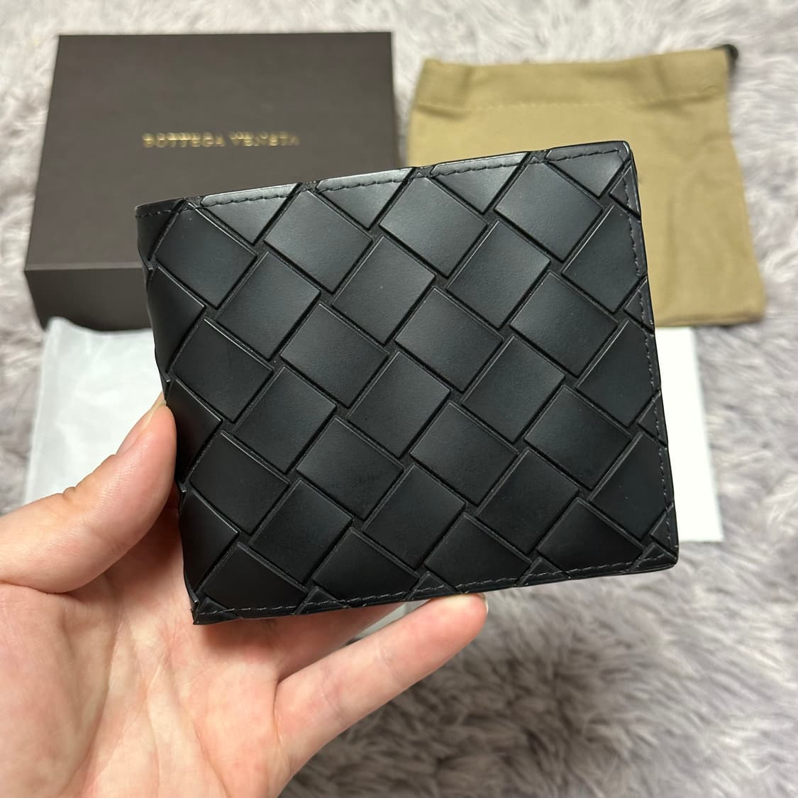 [풀구성] 보테가베네타 인트레치아토 반지갑 블랙 상품이미지1