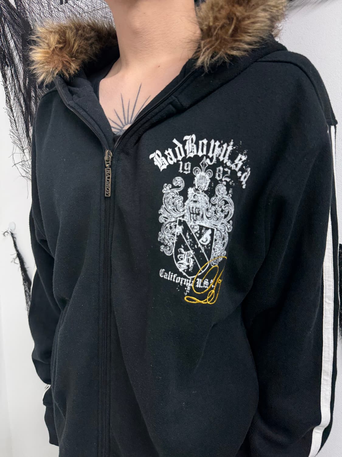 Bad boy printing fur hood zip up  상품이미지5