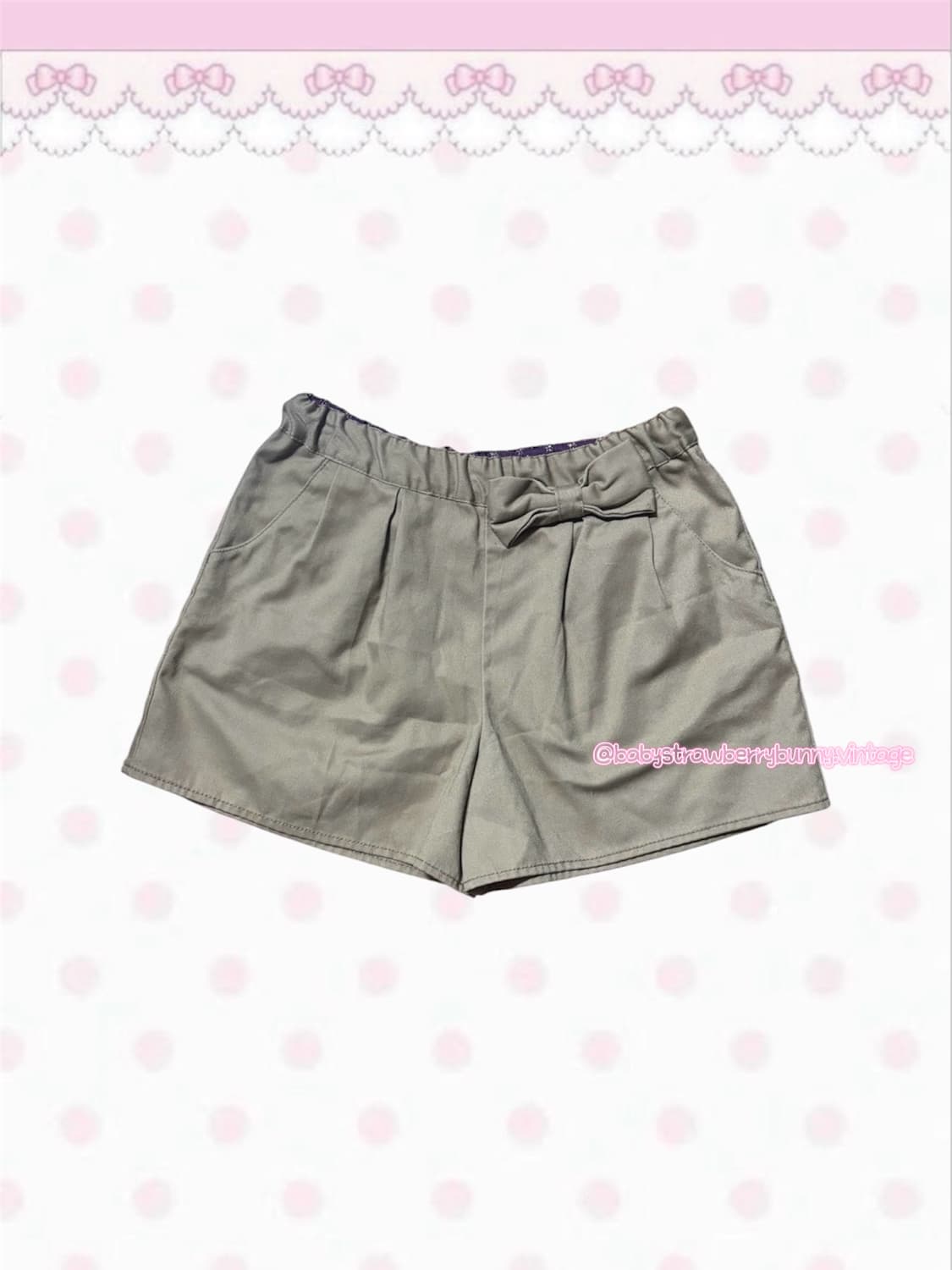 빈티지 일브 라떼갸루 카멜 베이지 리본 숏팬츠 상품이미지1