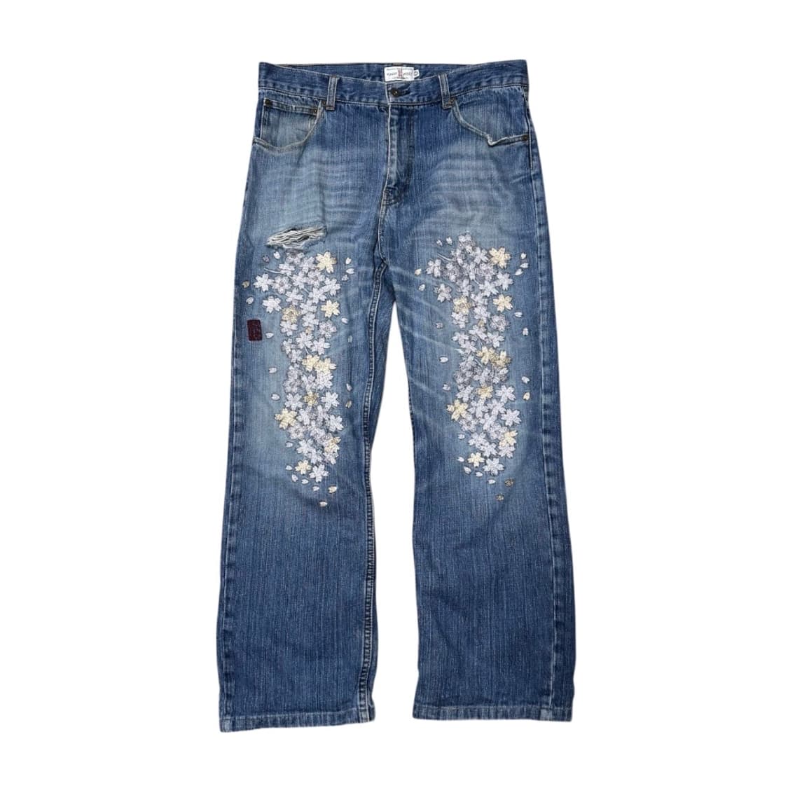 카타쿠리 타마시 벚꽃자수 데미지 워싱 데님팬츠 상품이미지4