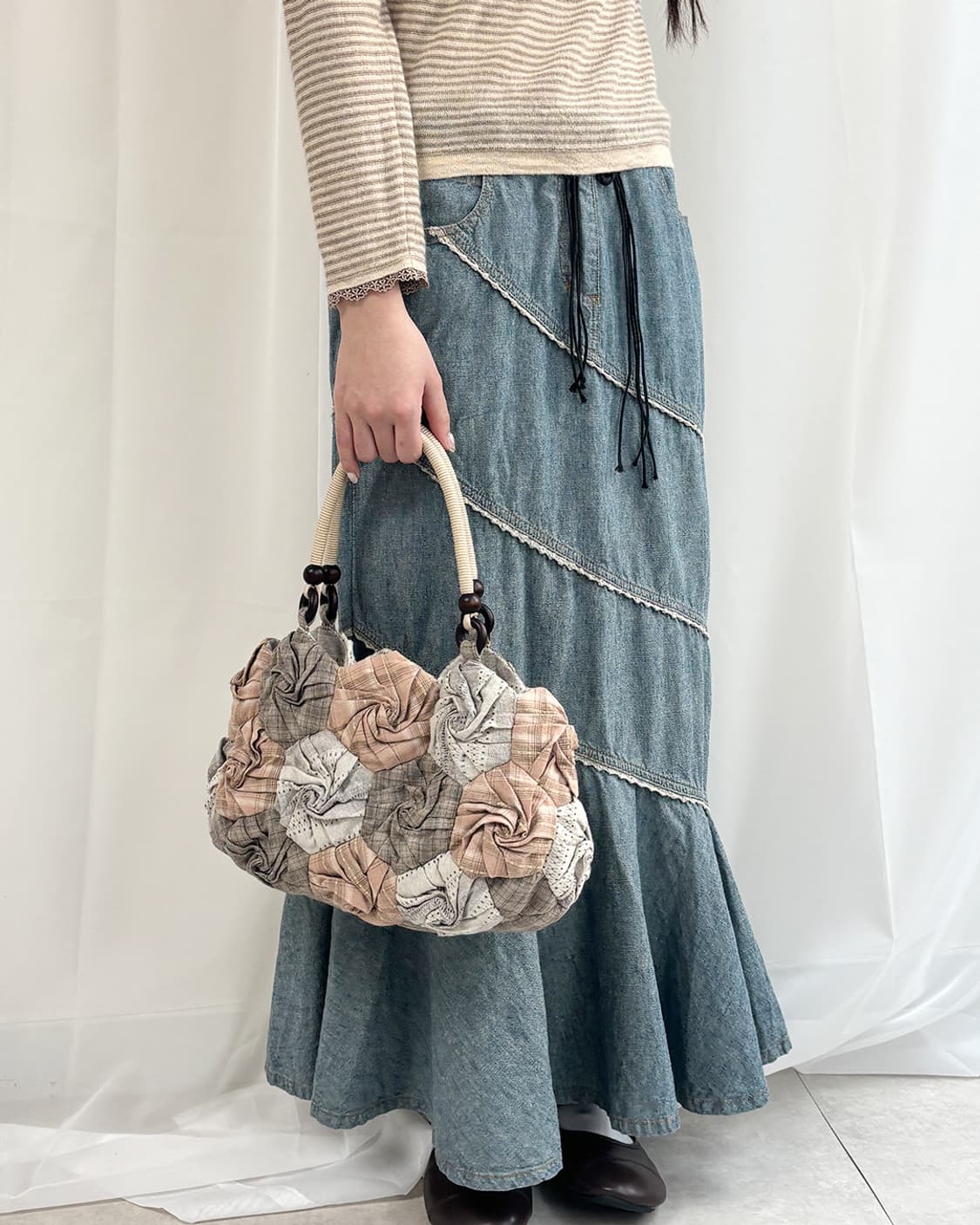 로맨틱 뮤트 로즈 패치워크 토트백 상품이미지9