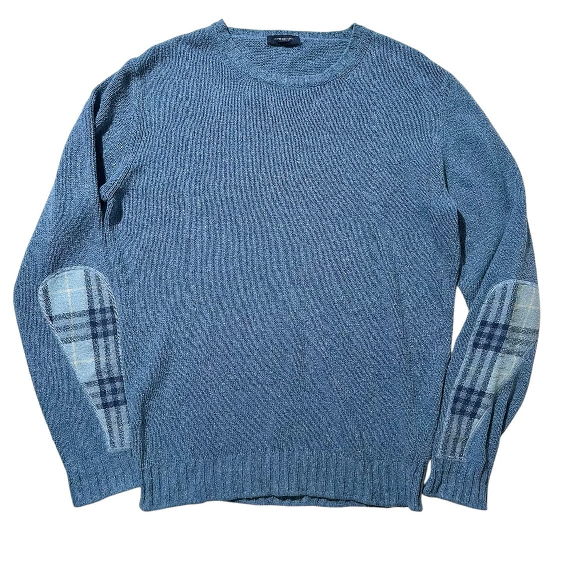 버버리 실크 린넨 체크 엘보패치 라운드 니트 상품이미지1