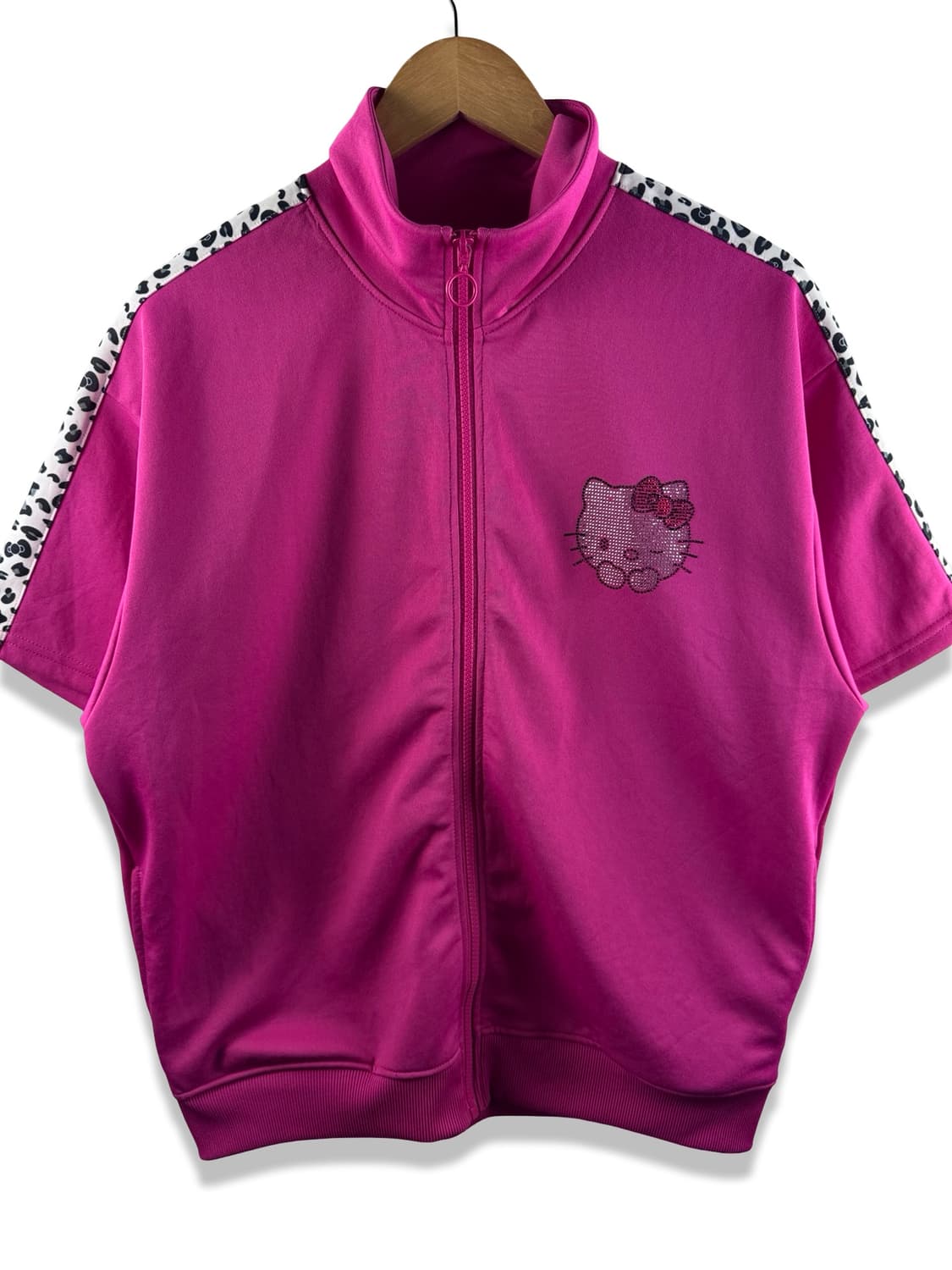 헬로키티 50주년 레오파드 큐빅 핑크반팔져지2195 상품이미지1