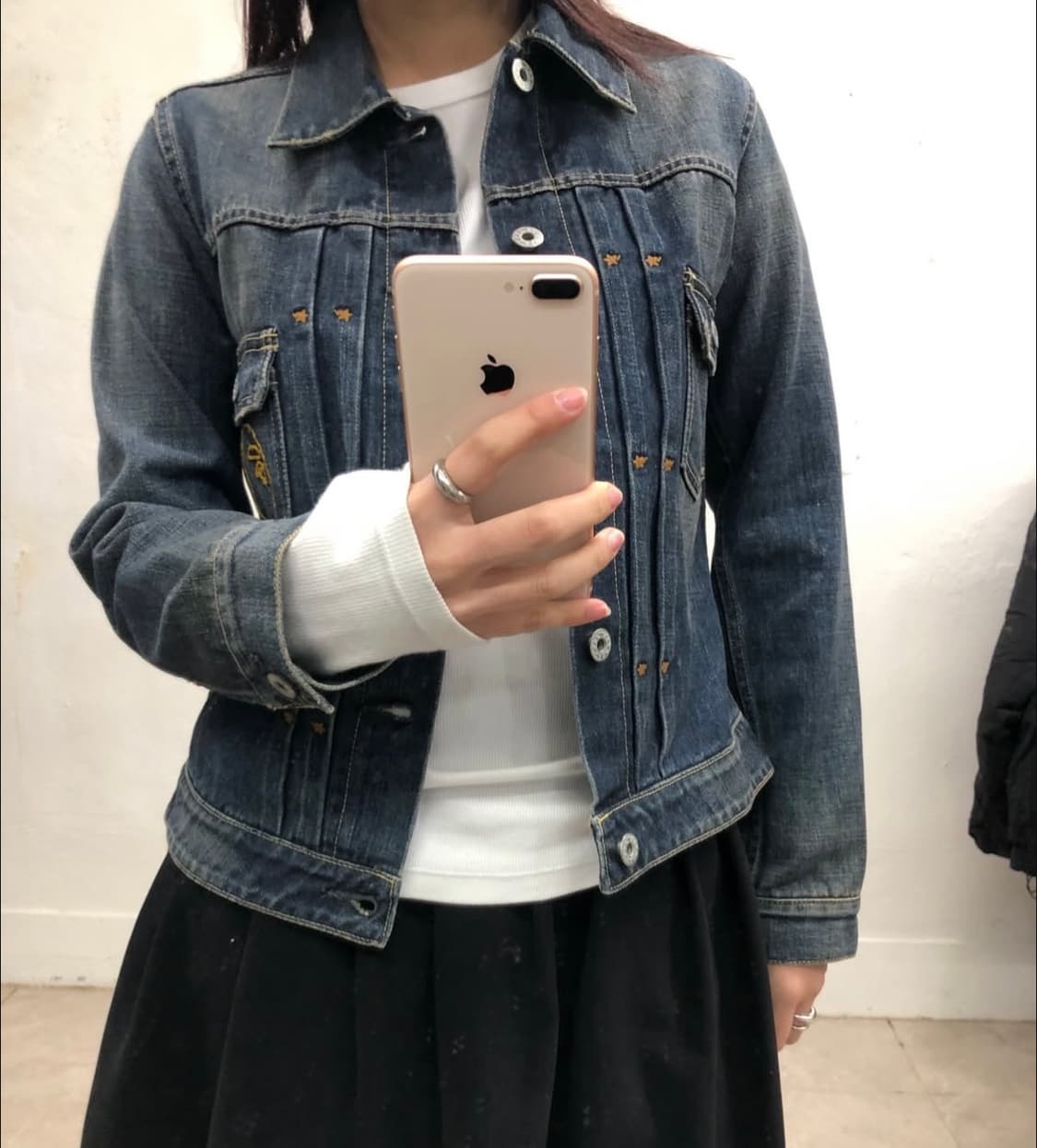 베이프 딱붙핏 워싱 데님 자켓 세컨드 지쟌 상품이미지2