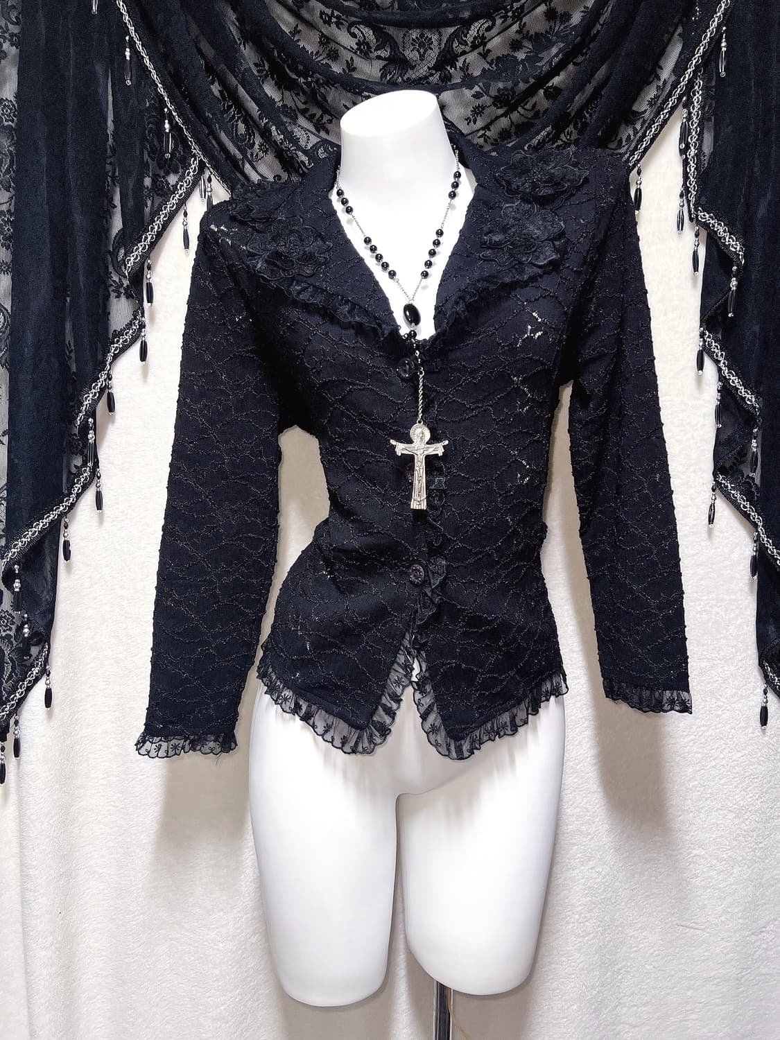 로맨틱고딕 고스로리 펑크 레이스 프릴 자켓 가디건 다크페어리 공겜 핀터 상품이미지1