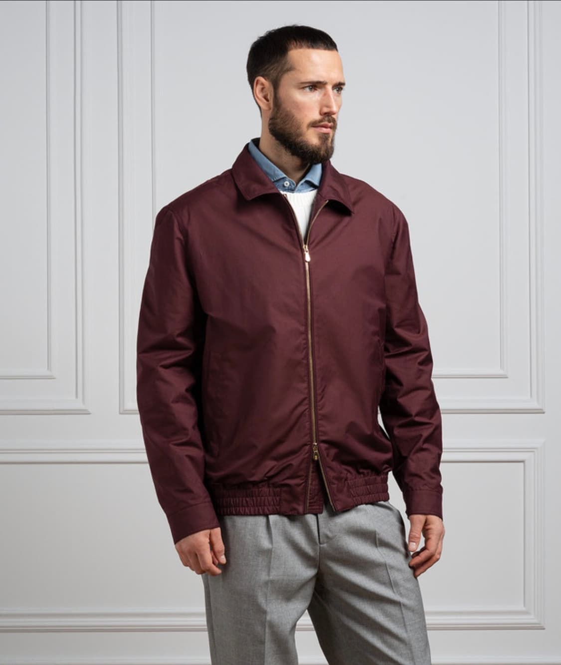 (A+/54) / 브루넬로 쿠치넬리 버건디 봄버 자켓 상품이미지9