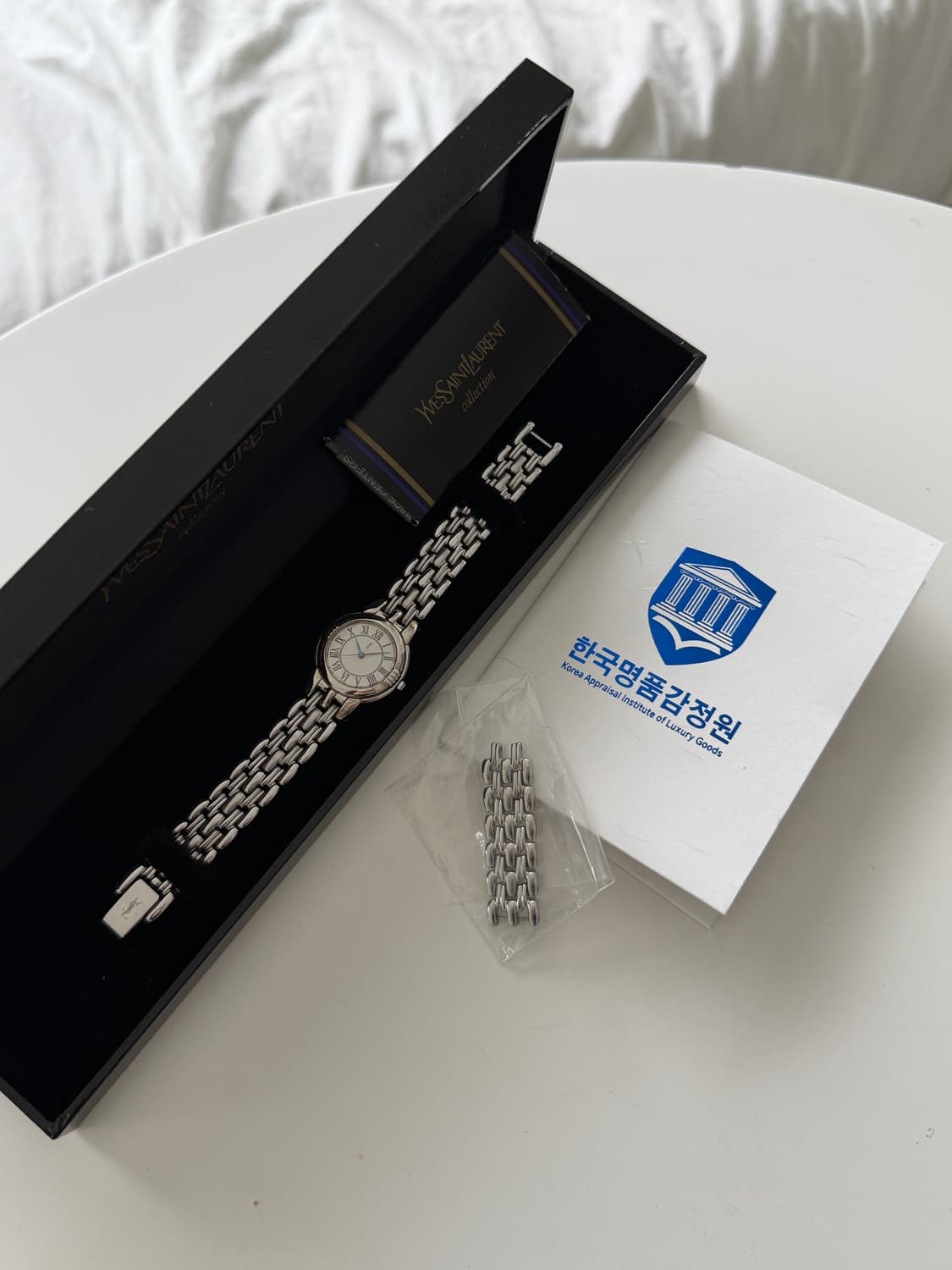 [YSL] Round blue hands metal watch 상품이미지4