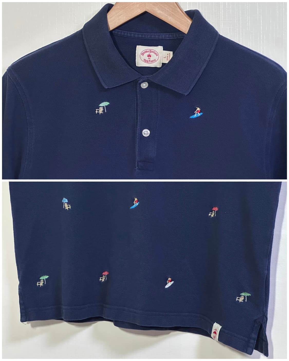 브룩스브라더스 자수 카라 티셔츠 L/네이비 상품이미지3