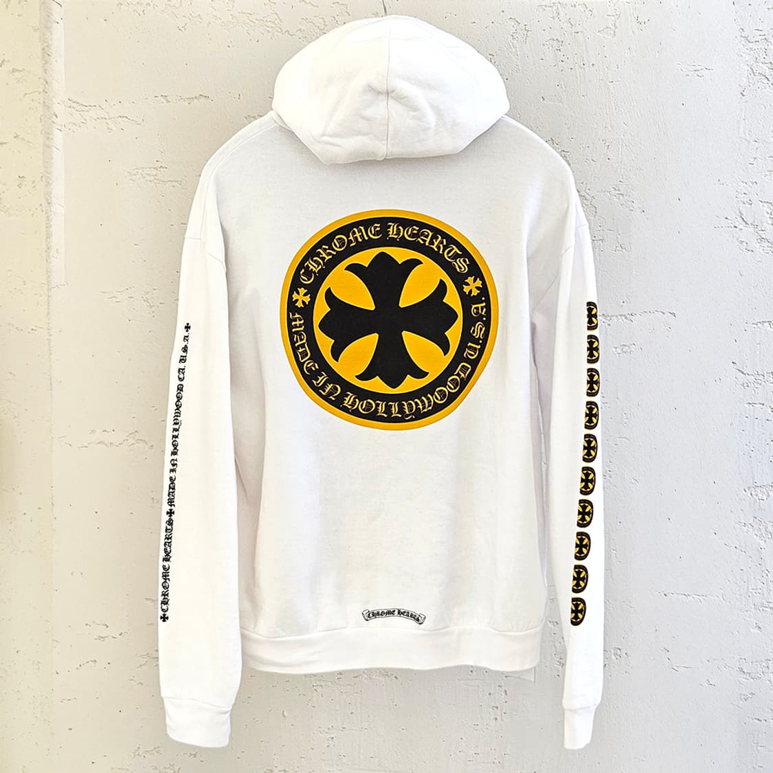 [L] 크롬하츠 헐리우드 크로스 후드 티셔츠 화이트 HRB259246C 상품이미지1