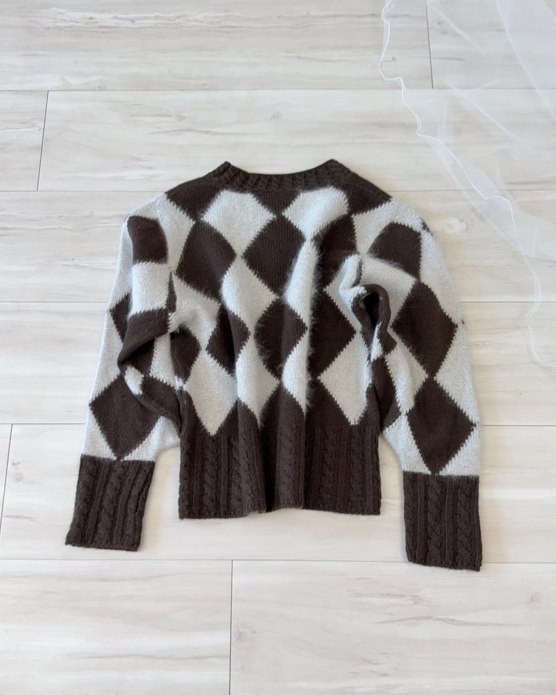 Brown diamond pattern wool knit 상품이미지9