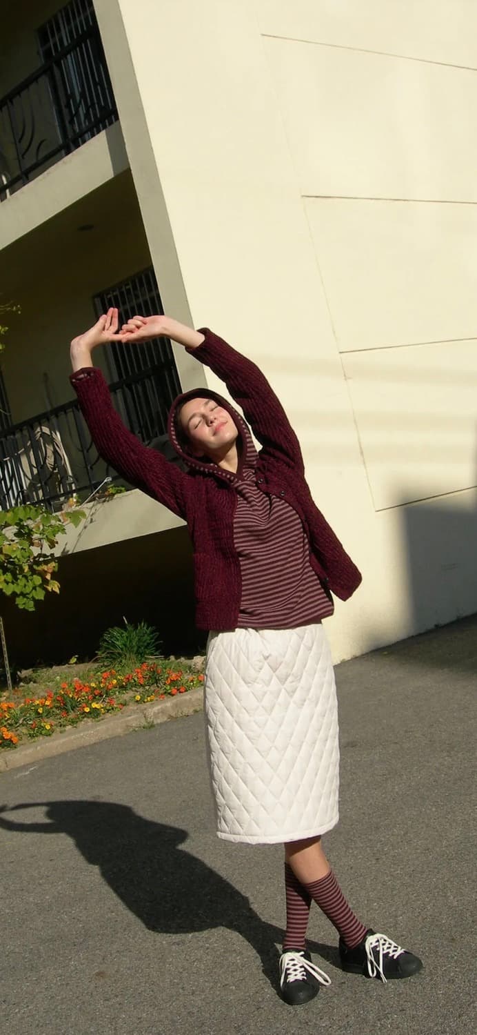 페스토 스트라이프 후디드 탑 와인 상품이미지2