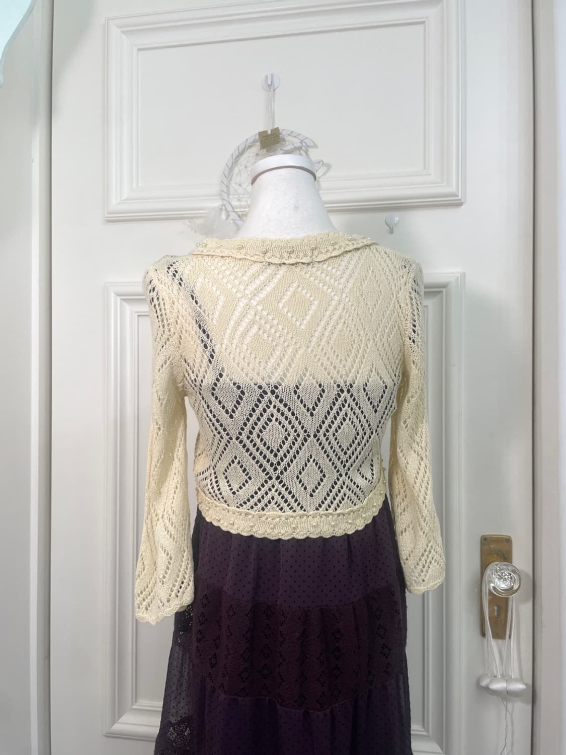 butter cream pearl point crochet bolero 상품이미지5