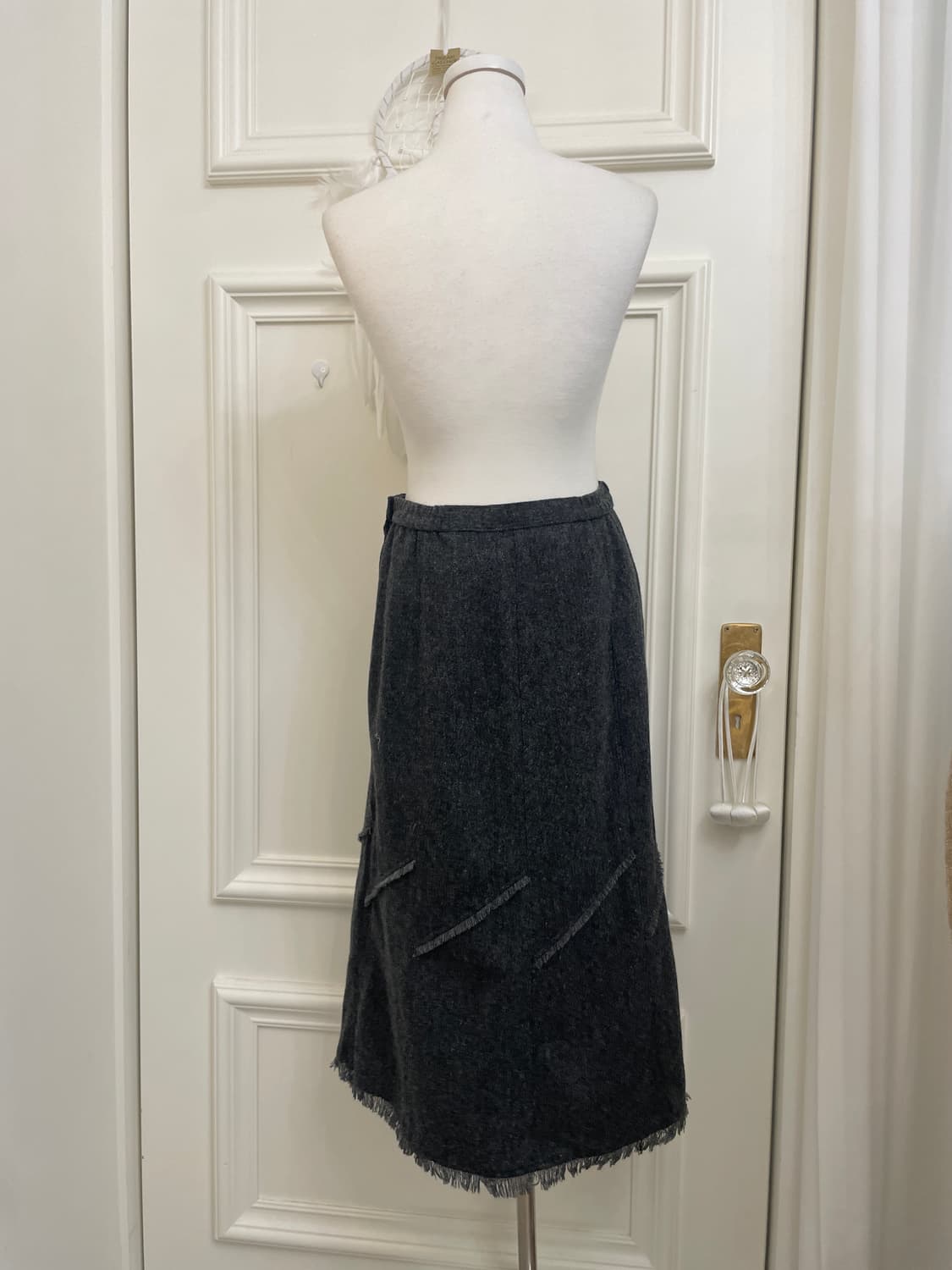 charcoal wool warm skirt 상품이미지3