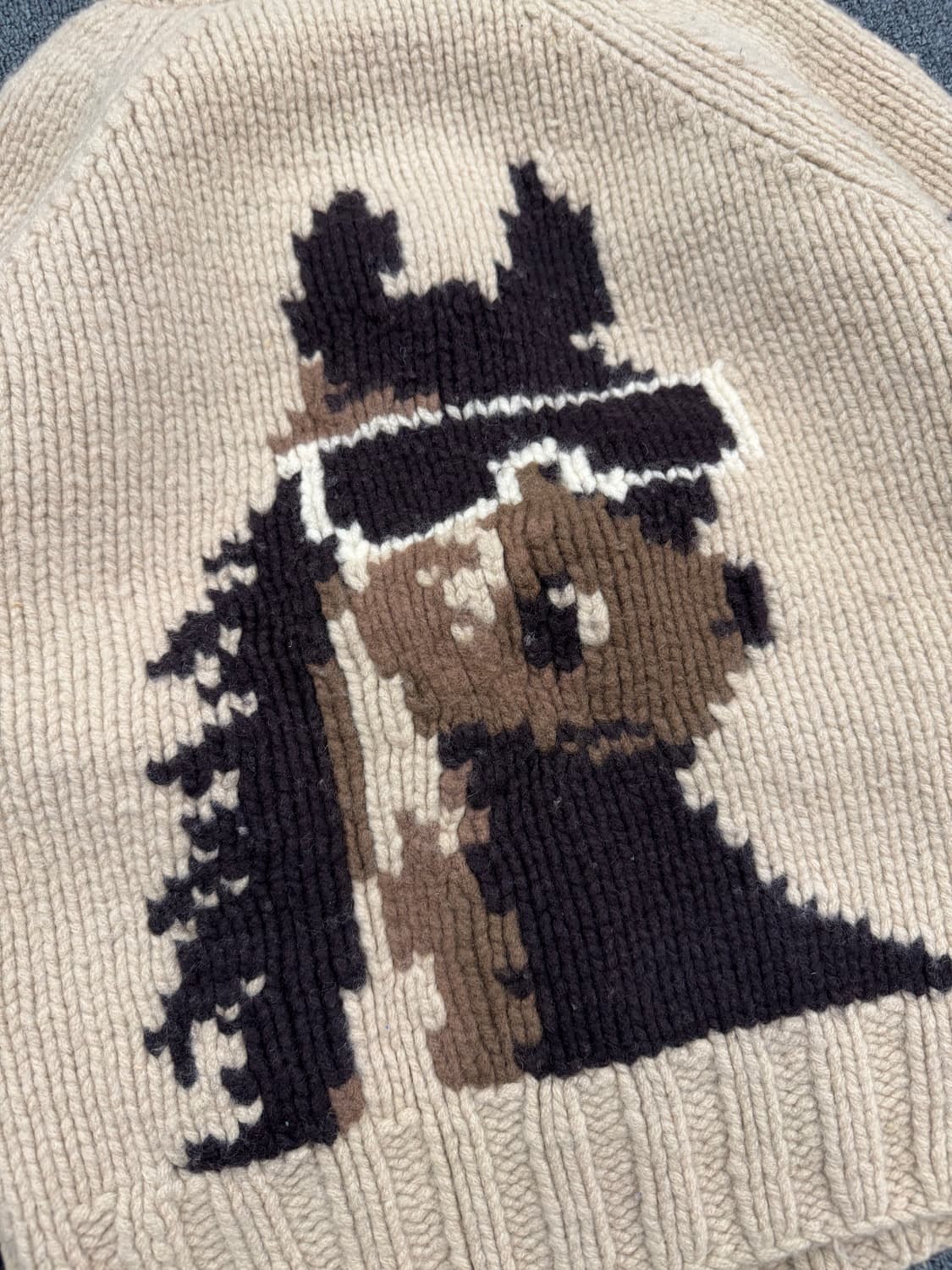 S)Wesc 로고 빈티지 베이지 니트 후드집업 가디건 상품이미지6