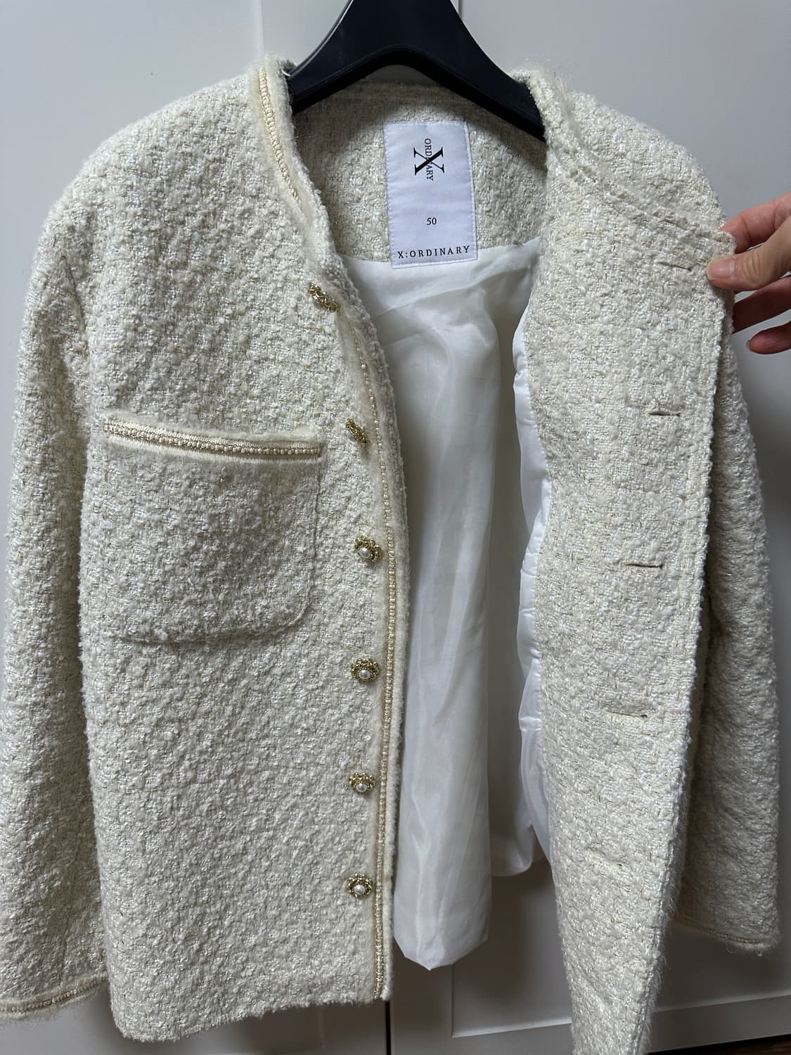 엑스오디너리 트위드 자켓 화이트 상품이미지5