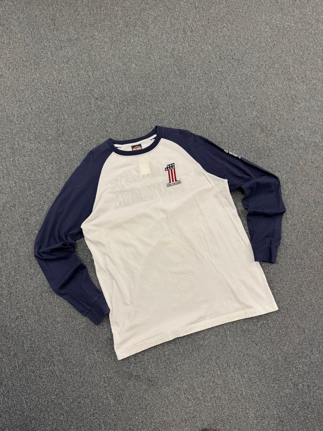 할리데이비슨 빈티지 넘버1자수 래글런 롱슬리브 상품이미지1