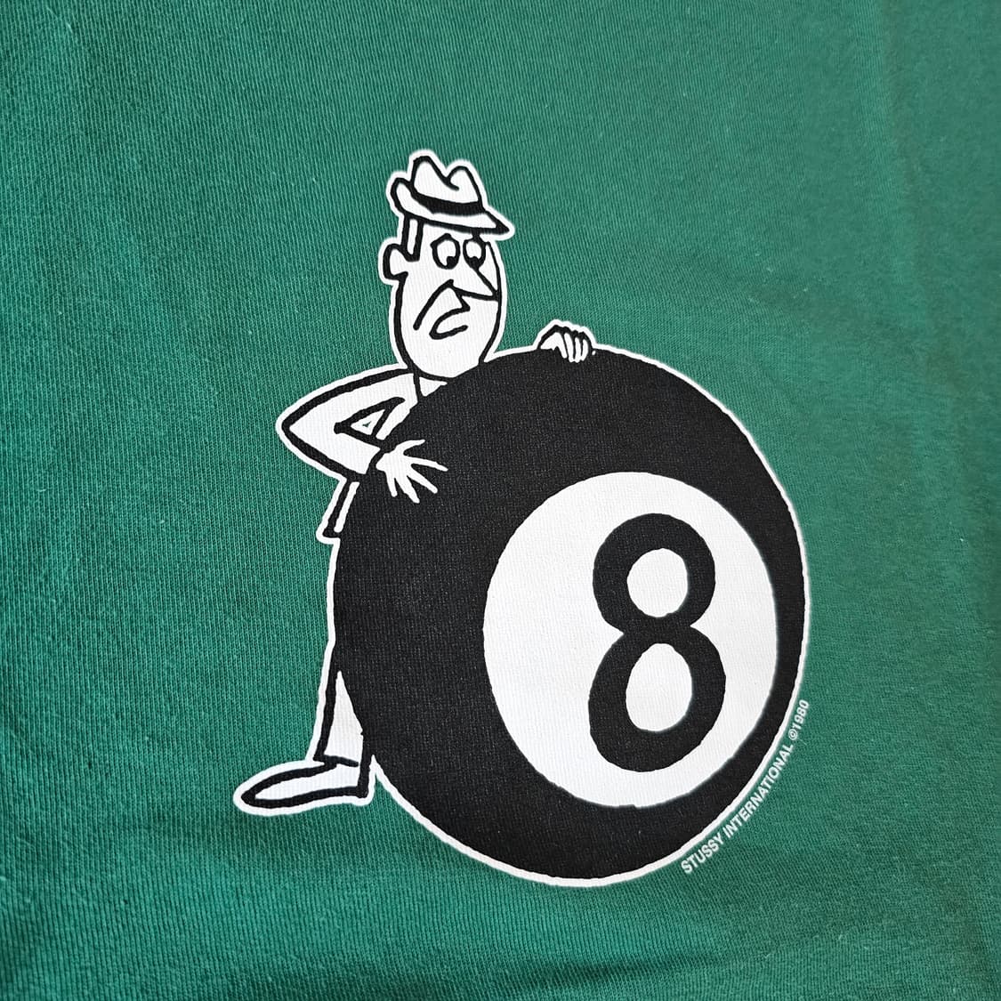 US XL 스투시 8 BALL 에잇볼 반팔 티셔츠 반팔티 다크그린 1회착 상품이미지6