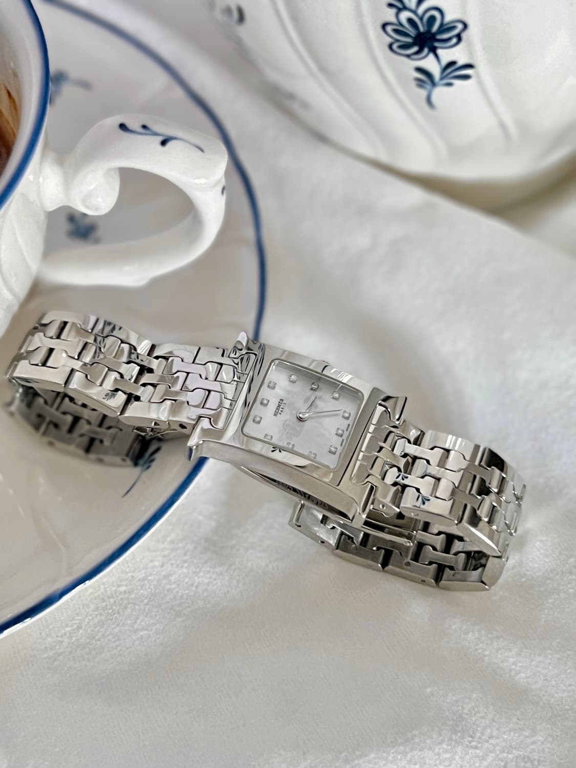 에르메스 12p 다이아 화이트 쉘 H아워 시계 /정품감정.케어  상품이미지6