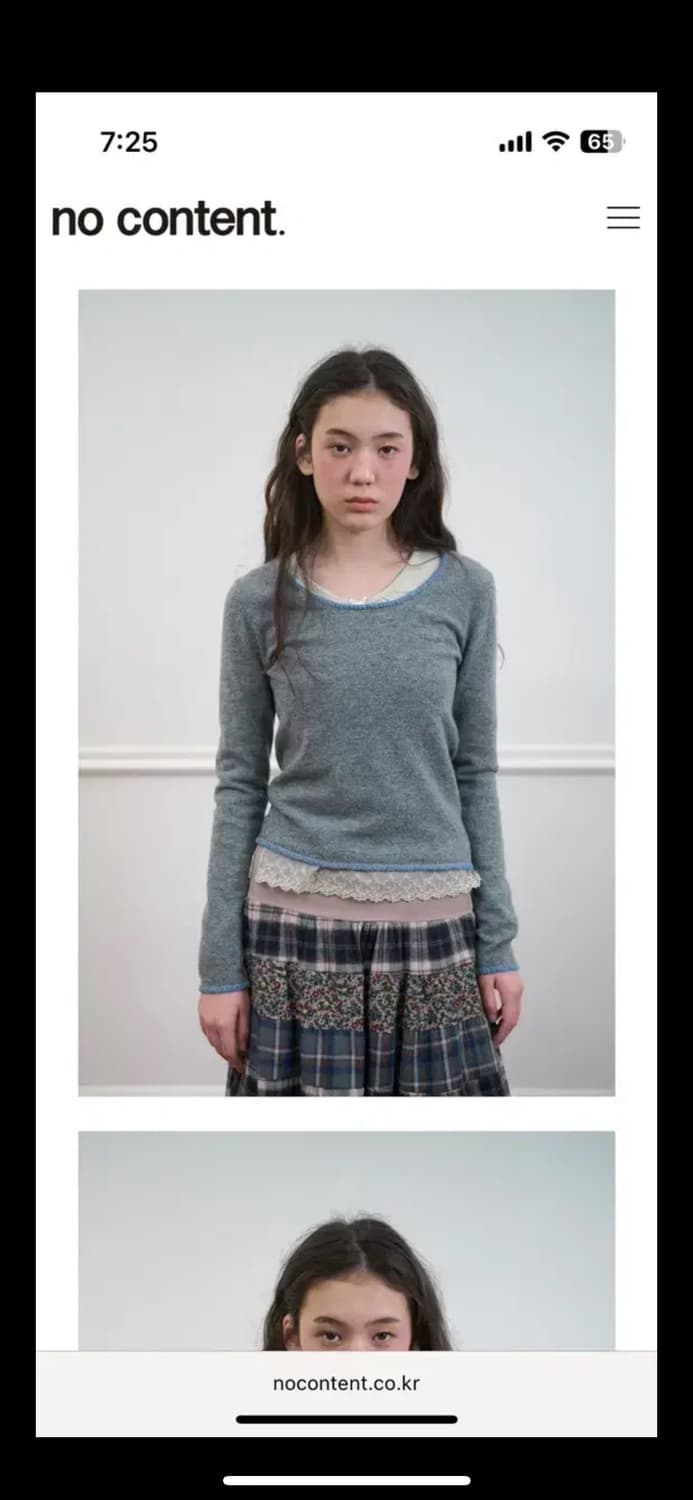 nocontent 스티치 니트 그레이 상품이미지1