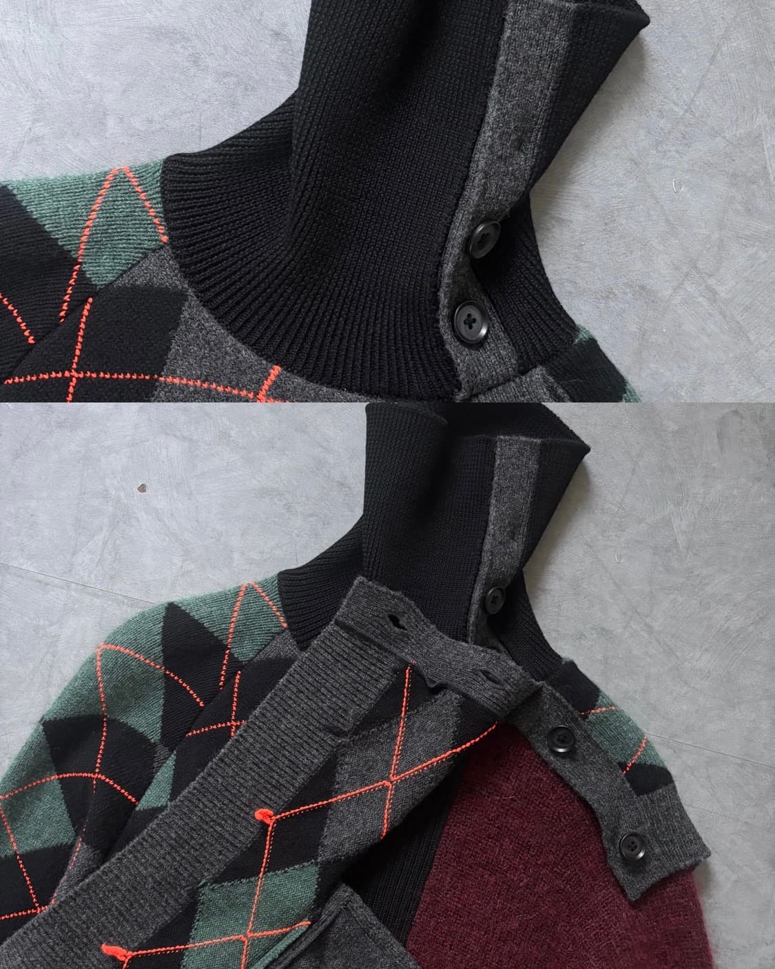 KOLOR 컬러 20AW 언발란스 숄 니트 상품이미지9