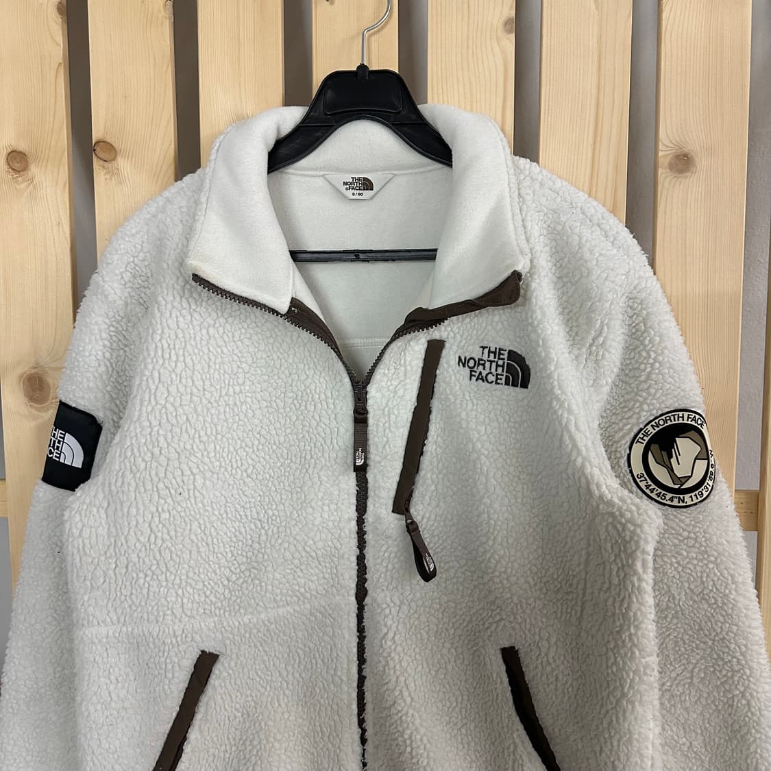 (M) 노스페이스 화이트 브라운 배색 후리스 플리스 자켓 상품이미지4