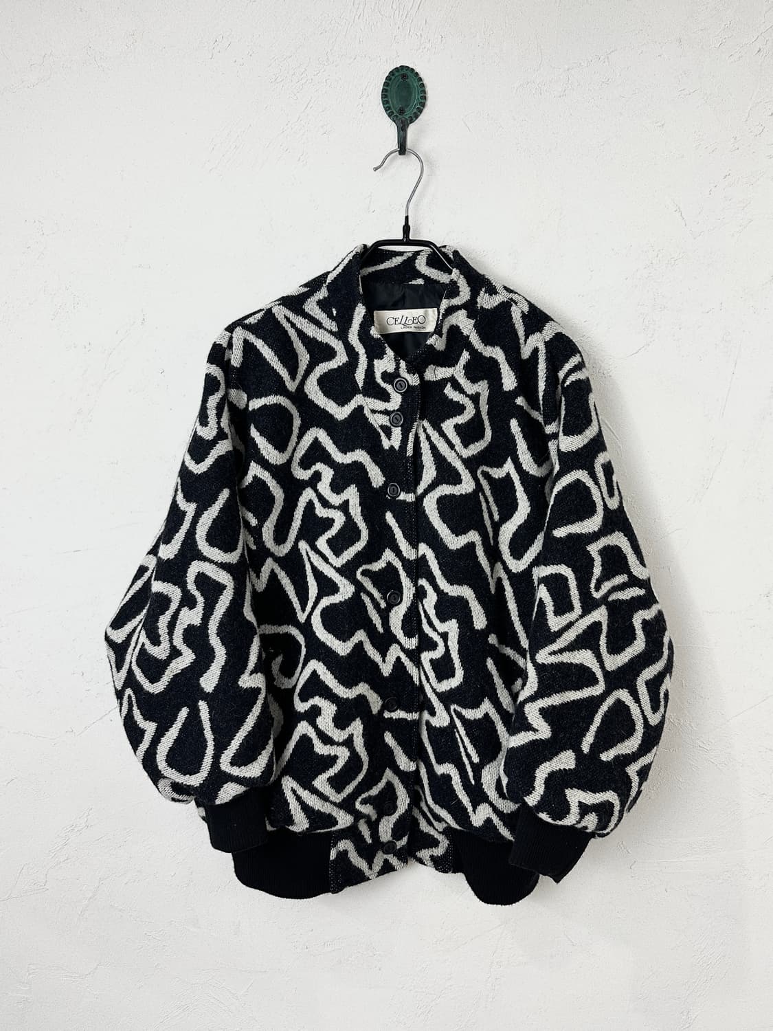 90s JPN 빈티지 지오메트릭 패턴 니트 블루종 상품이미지1