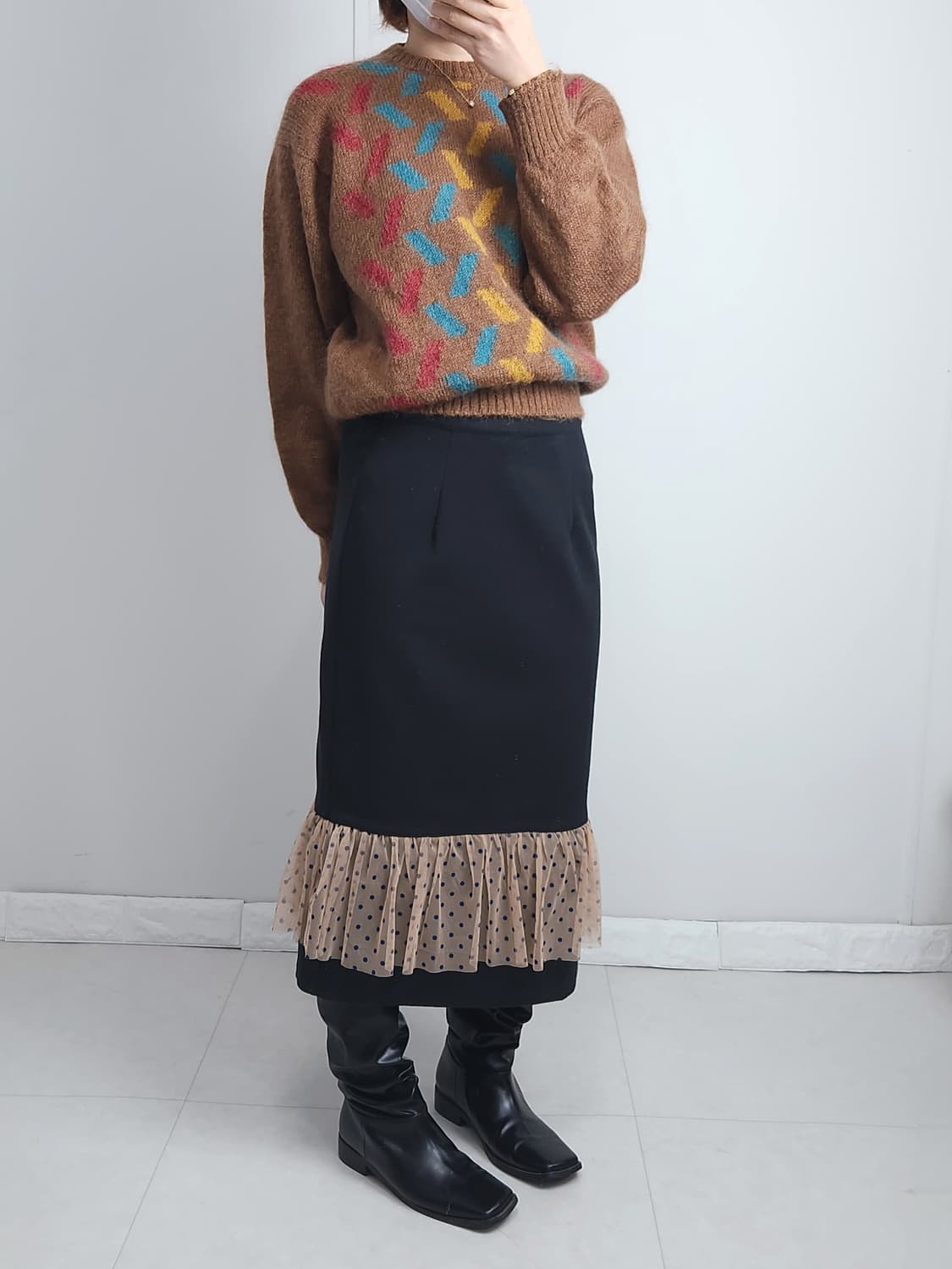 도트 샤 스커트 상품이미지2