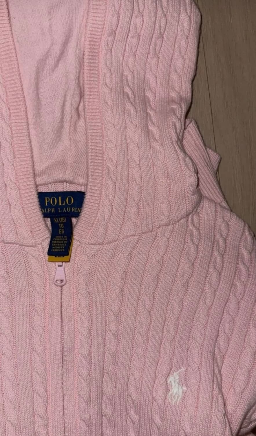 새거급처)폴로 랄프로렌 딸기우유 핑크 니트후드집업 쓰리타임즈 클리시어 상품이미지2