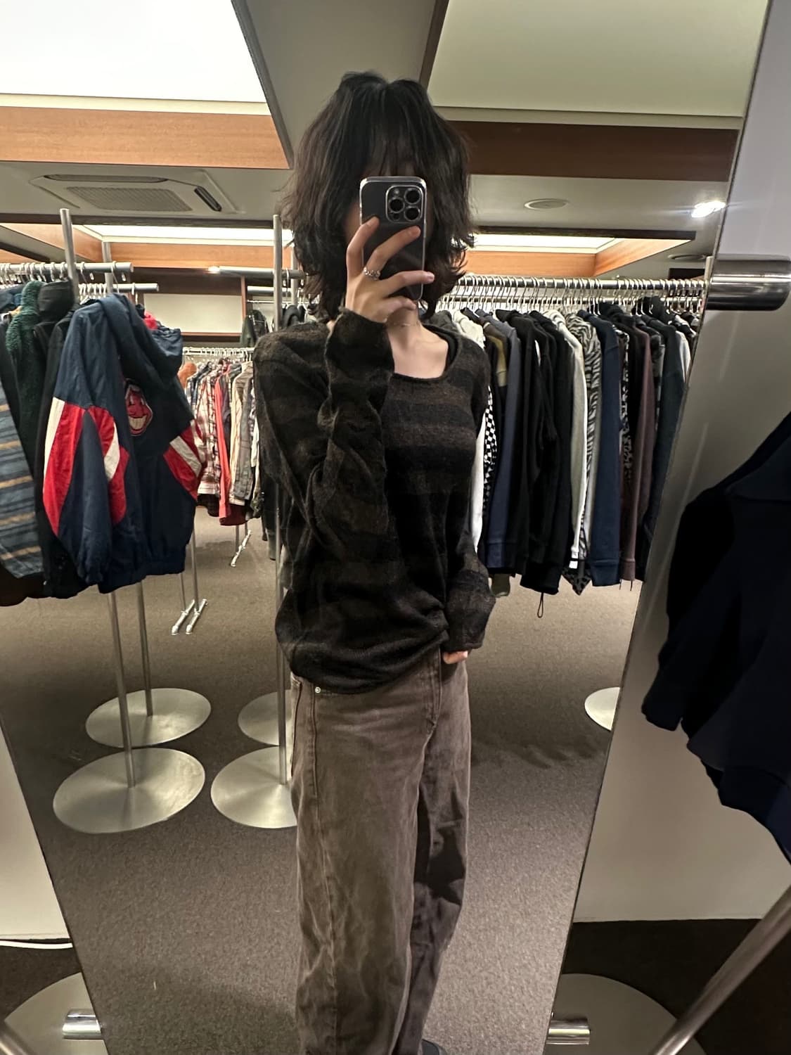 L)일본 빈티지 그런지 스트라이프 니트 상품이미지1