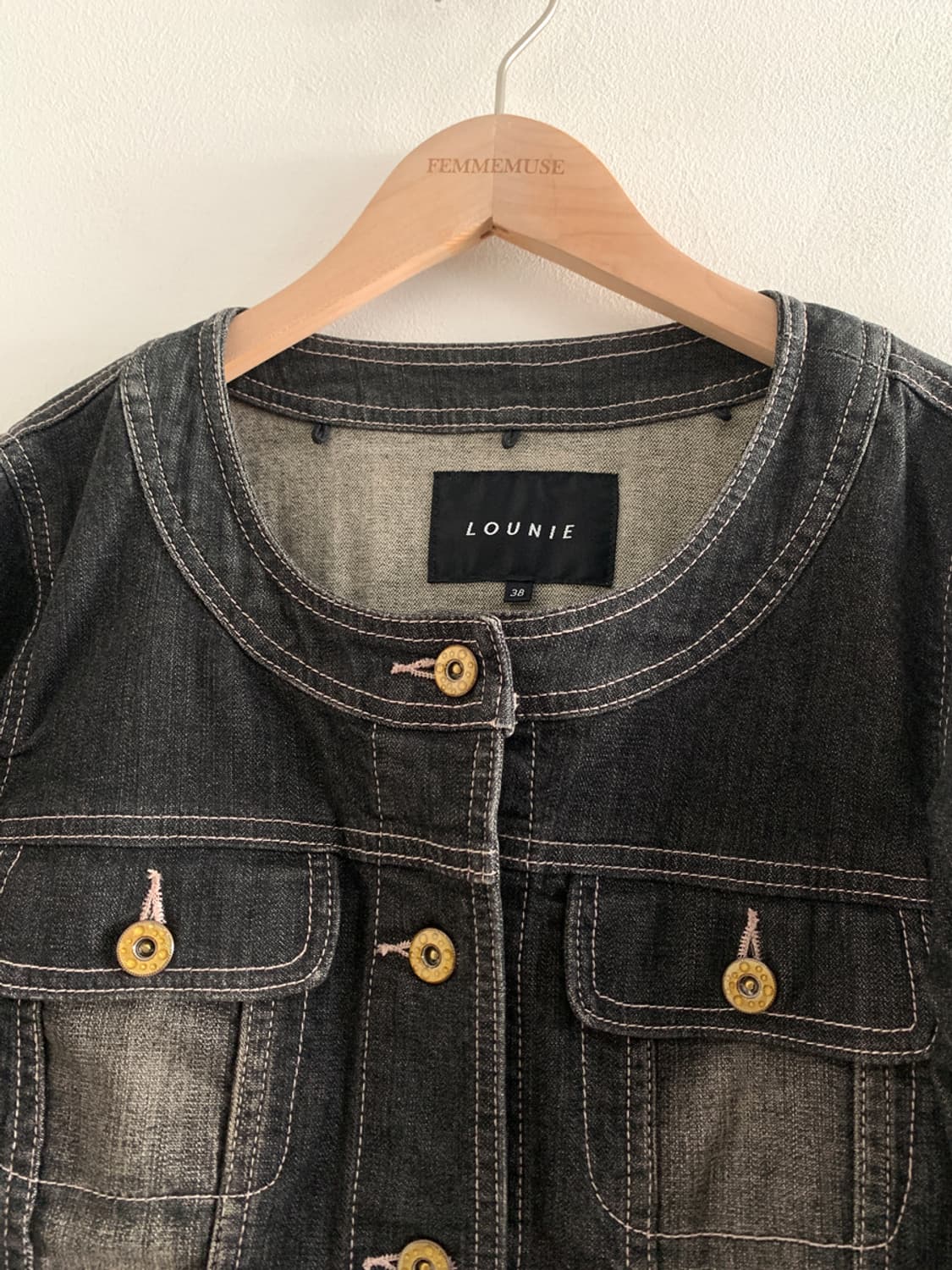 (Vintage)Black Denim Washed Jacket 상품이미지2