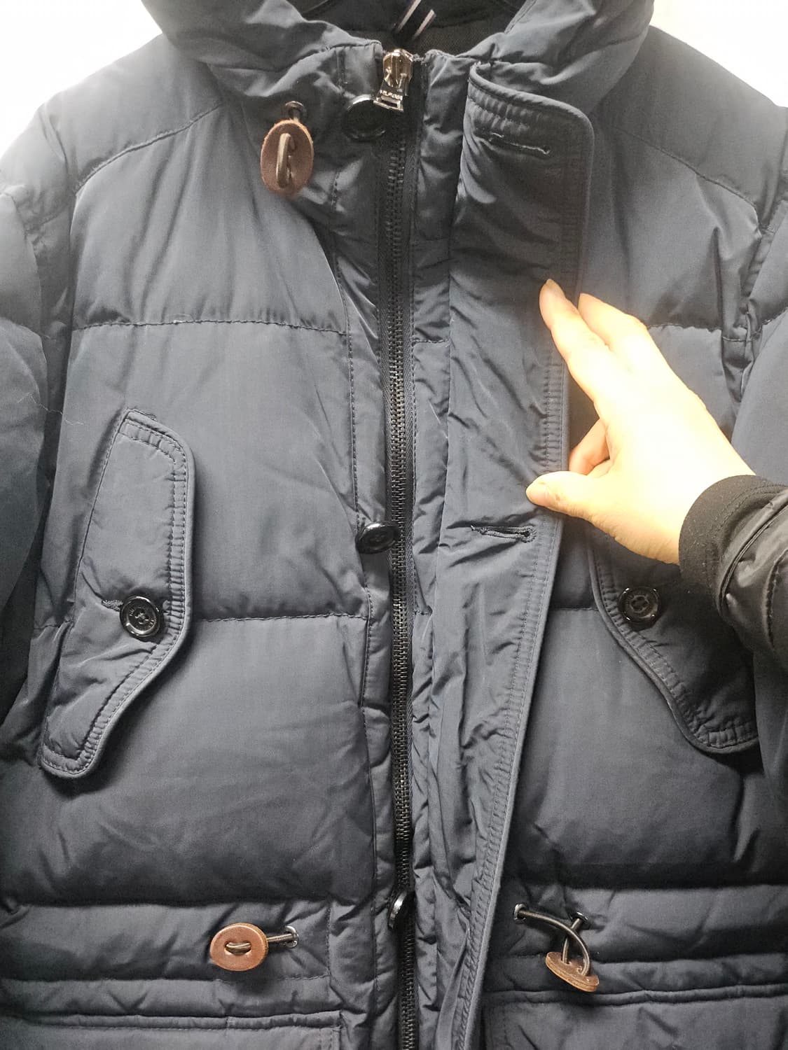 타미힐피거 네이비 후드 패딩 점퍼  M 상품이미지3